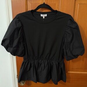 TCEC Black Puff Sleeve Blouse